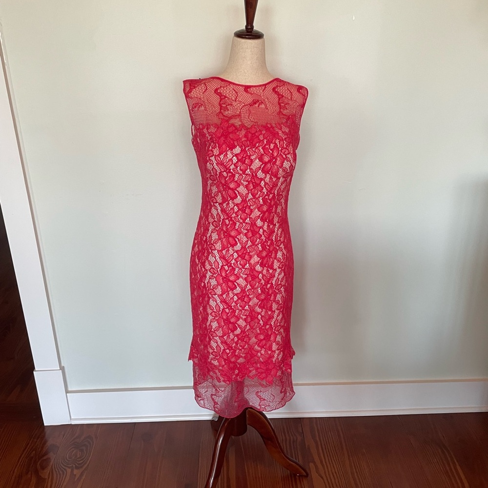 Tadashi Shoji Vibrant Pink Lace Dress